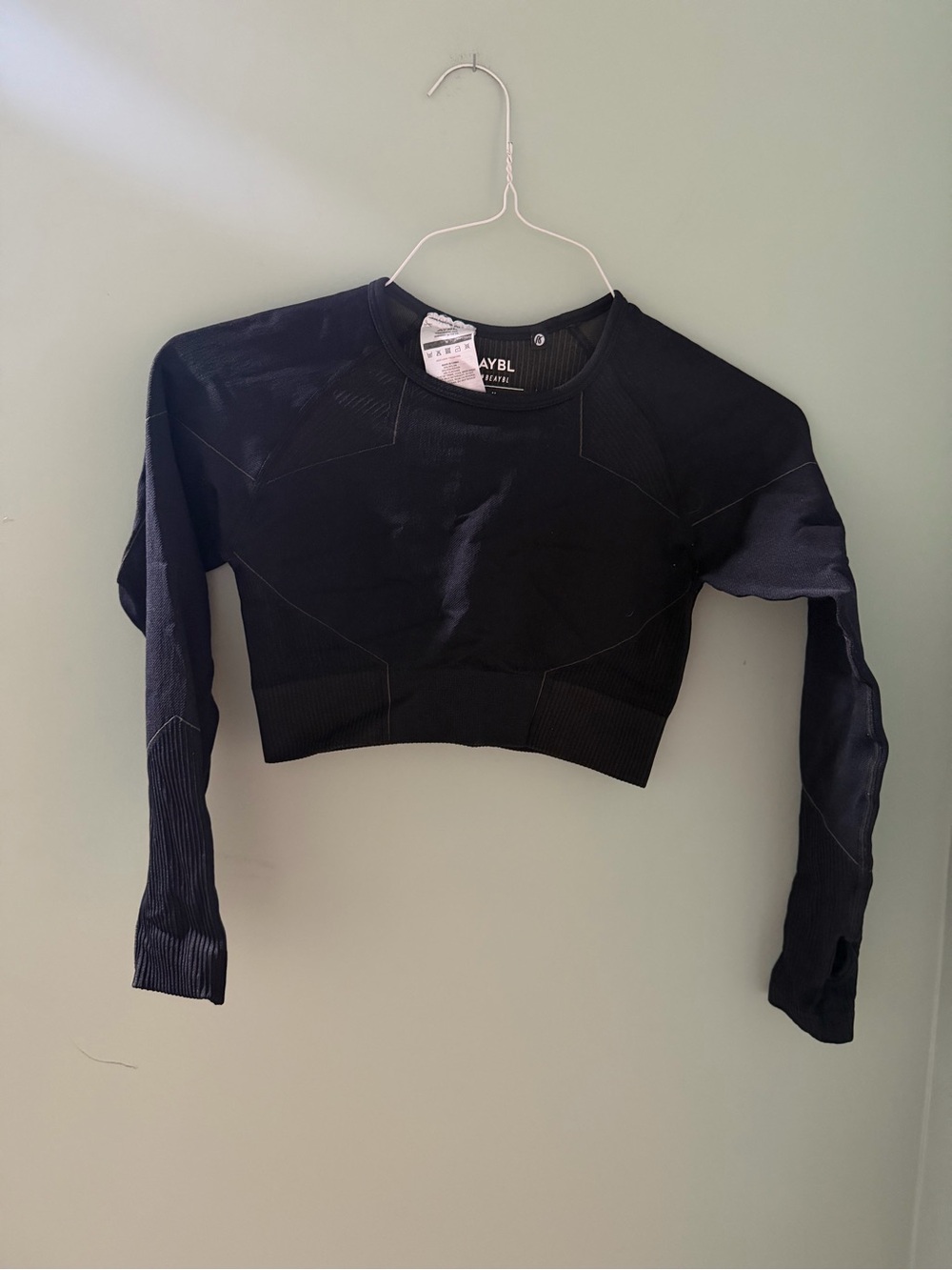 AYBL Black Seamless Cropped Long Sleeve Crew